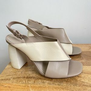 Mercedes Castillo 39.5 Hae Snakeskin Embossed Leather Slingback Sandal Heels